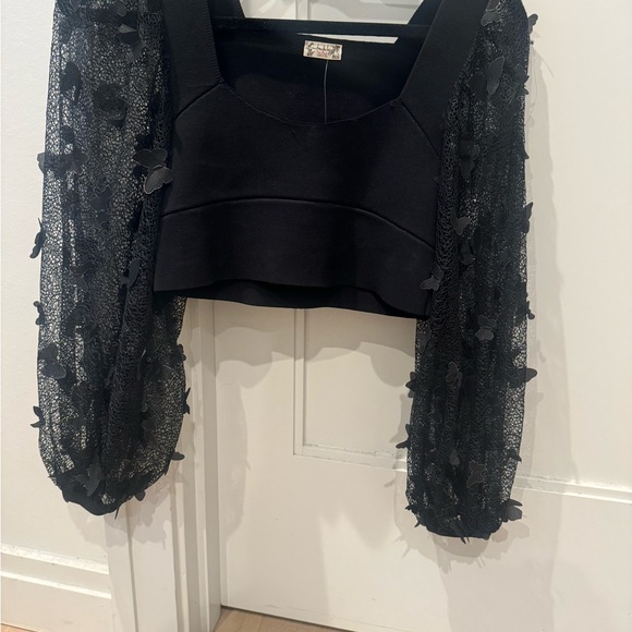 Free People flutter butterfly black top. NWT - Picture 5 of 5